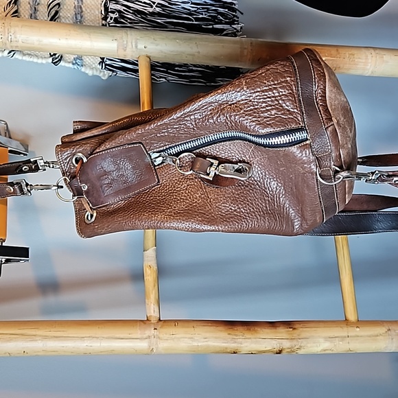 Vintage Leather Bucket Backpack Bag - Picture 8 of 8